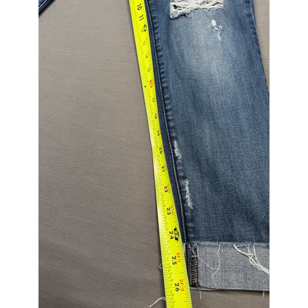 Flying Monkey Platinum Distressed Jeans Womens Sz 27 Blue Mid Rise Fray Raw Hem - Picture 10 of 11